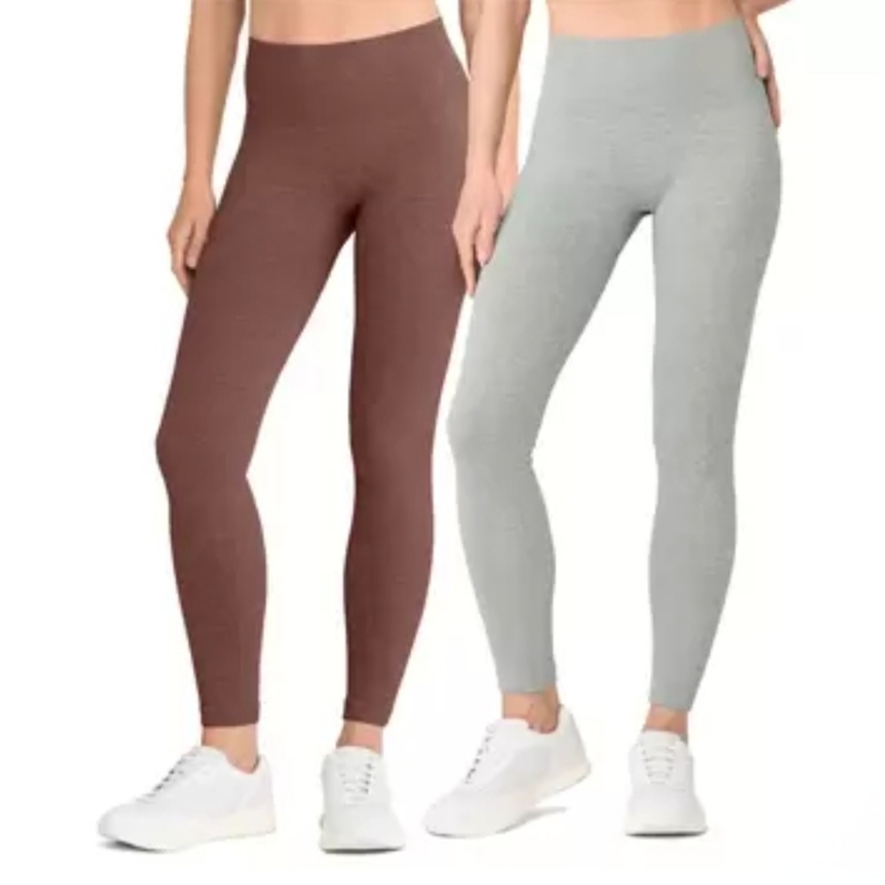 Lemon Ribbed Leggings 2-Pack Women's Size Small Brown Gray New In Box